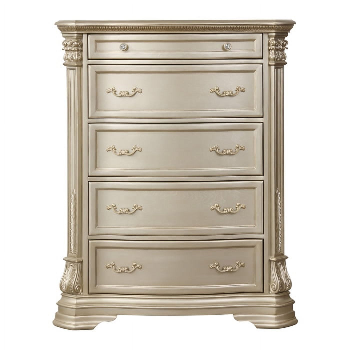 Traditional Gold Birch Veneer Chest with Dovetail Drawers