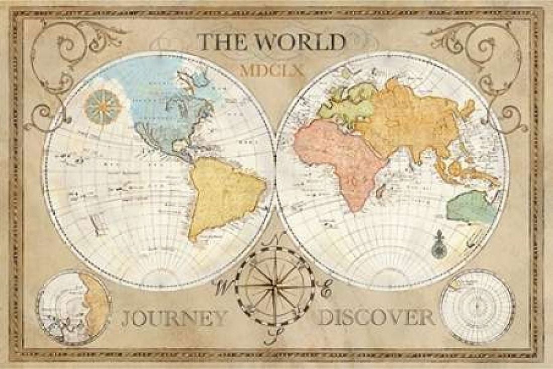 Old World Journey Map Canvas Art - Cynthia Coulter (12 x 18)