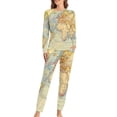 thumbnail image 1 of Old World Map 1714 Pajamas Country Map Cute Pajama Set Lady Two Piece Night Oversized Custom Sleepwear Birthday Gift, 1 of 7