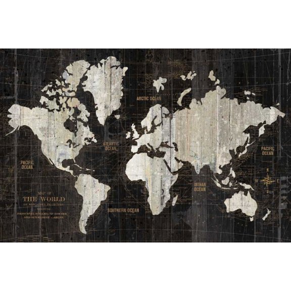 Old World Map Black by Wild Apple Portfolio (36 x 24)