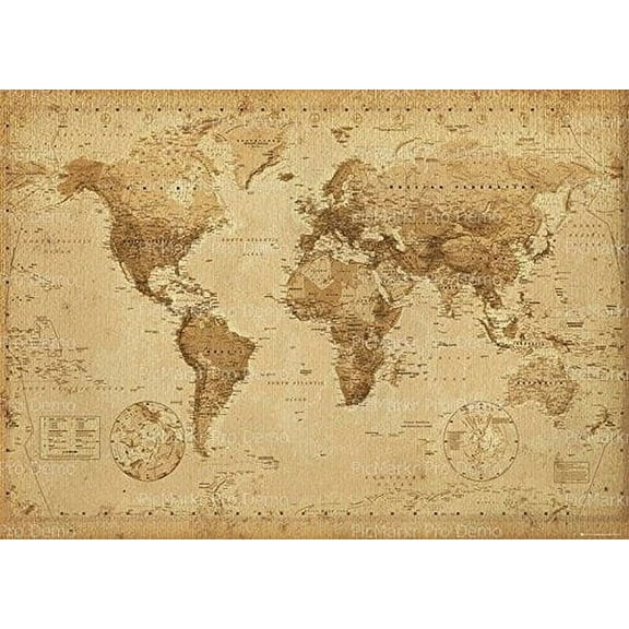 Old World Map Edible Icing image