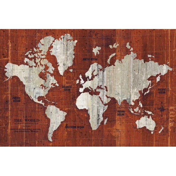 Old World Map Rust by Wild Apple Portfolio (36 x 24)