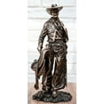 thumbnail image 1 of Old World Rustic Western Cowboy Holding Horse Saddle and Rifle Gun Statue 12"H, 1 of 9