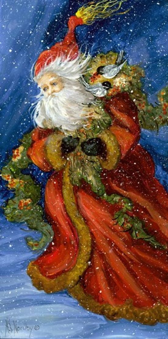 Old World Santa Canvas Art - Harriet Nordby (12 x 24)