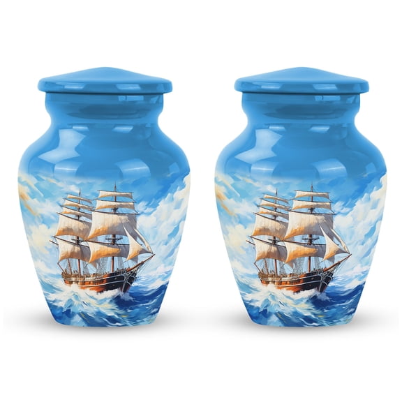 Old World Ship Remembrance Urn - Cremation Urns For Human Ashes Adult Male - Keepsake Urns For Ashes Small - Small Urns For Human Ashes Adult - Funeral Urns For Ashes Adult(Size -3Inch,2Pcs)