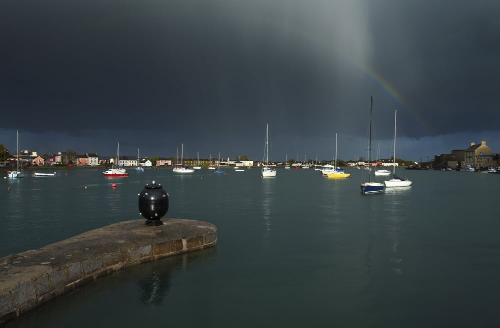 Old World War Two Mine and Rainbow The Harbor Dungarvan County Waterford Ireland Canvas Art - George Munday Design Pics (19 x 12)