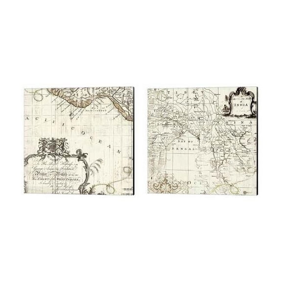 Old World by Posters International Studio Canvas Art Set of 2 14 inch X 14 inch Each