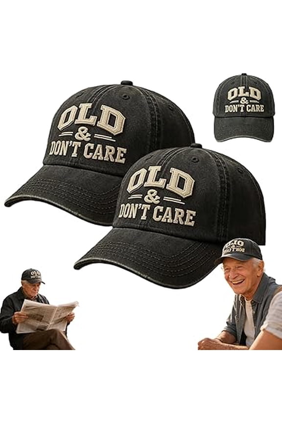 Old and Don't Care Hat, Vintage Distressed “Old & Don’T Care” Cap, Fun Adjustable Trucker Hats (2PCS)