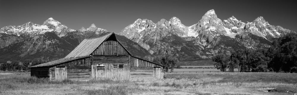 Old barn on a landscape Grand Teton National Park Wyoming USA Canvas Art - Panoramic Images (6 x 18)
