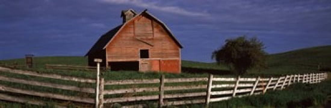 Old barn with a fence in a field Palouse Whitman County Washington State USA Canvas Art - Panoramic Images (18 x 6)