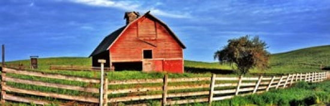 Old barn with fence in a field Palouse Whitman County Washington State USA Canvas Art - Panoramic Images (18 x 6)