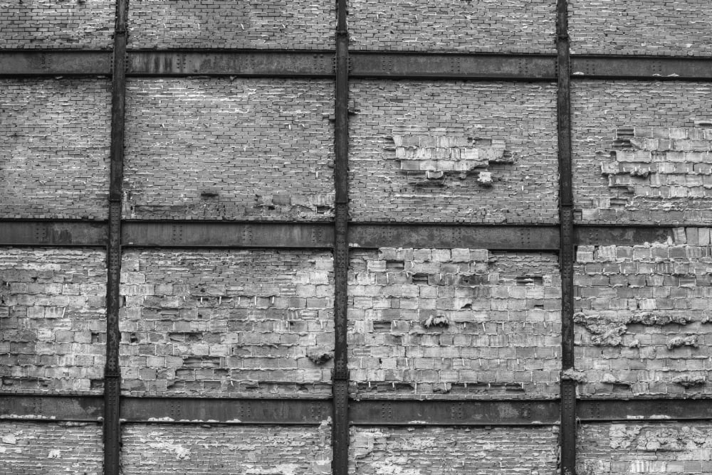 Old brick wall and rusted metal beams Montreal Quebec Canada Canvas Art - David Chapman Design Pics (36 x 24)