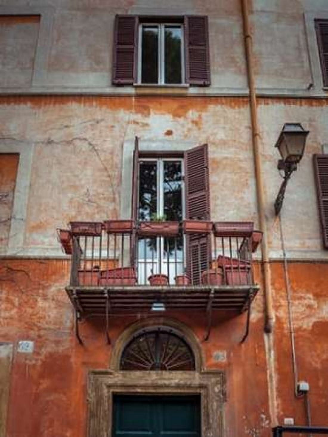 Old building with balcony in Rome Italy Canvas Art - Assaf Frank (18 x 24)