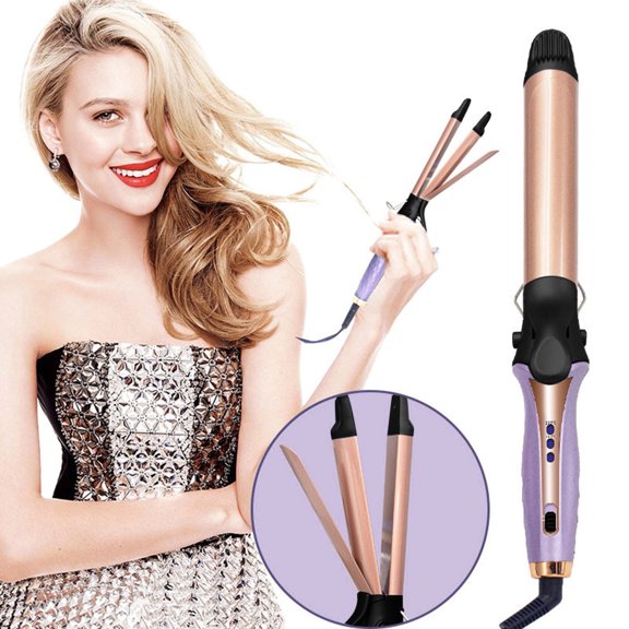 Curling Wand Beauty Ear Guards for Heat Styling Wide Barrel Curling Wand Air Hair Catcher - Silk Infusion Hair Curler Small Rosily Curling Wand for Fine Thin Hair Comely Hair 5 in 1 Hair