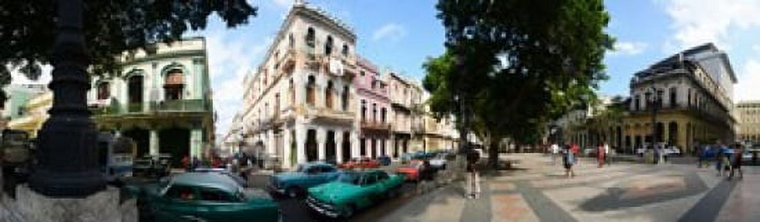 Old cars parked outside buildings Havana Cuba Canvas Art - Panoramic Images (38 x 12)
