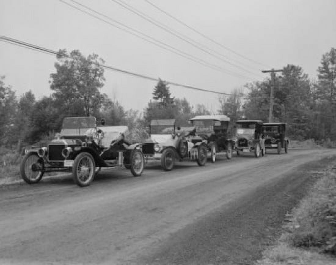 Old - fashioned cars parked on road Canvas Art - (24 x 36)