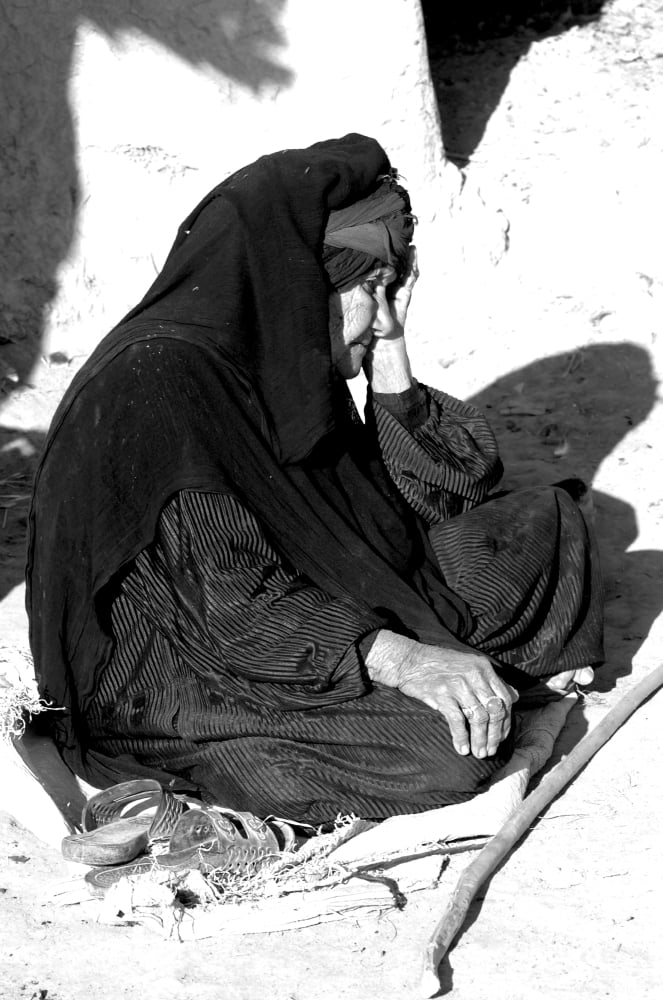 Old lady in stress during a millitary operation north of Basra Iraq Canvas Art - Andrew ChittockStocktrek Images (12 x 17)