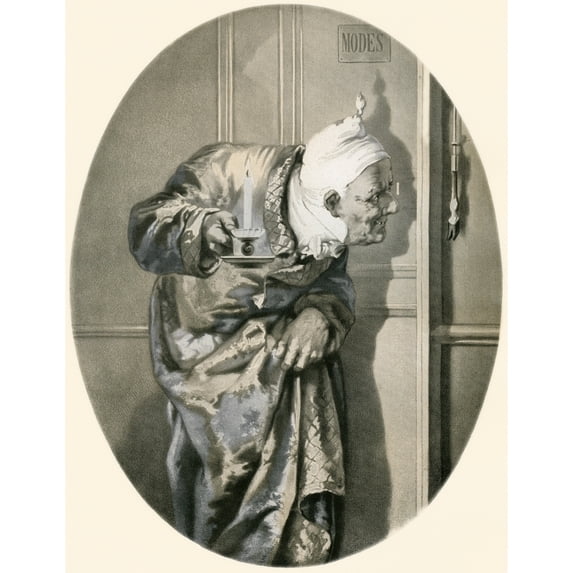 Old man spying through keyhole From Illustrierte Sittengeschichte vom Mittelalter bis zur Gegenwart by Eduard Fuchs pu 1