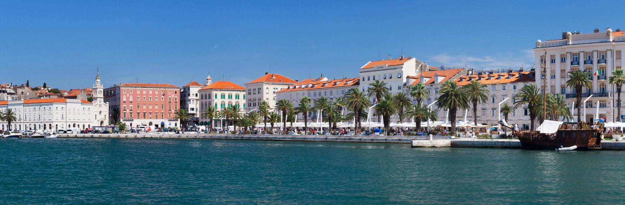 Old port and promenade Split Dalmatia Croatia Canvas Art - Panoramic Images (27 x 9)