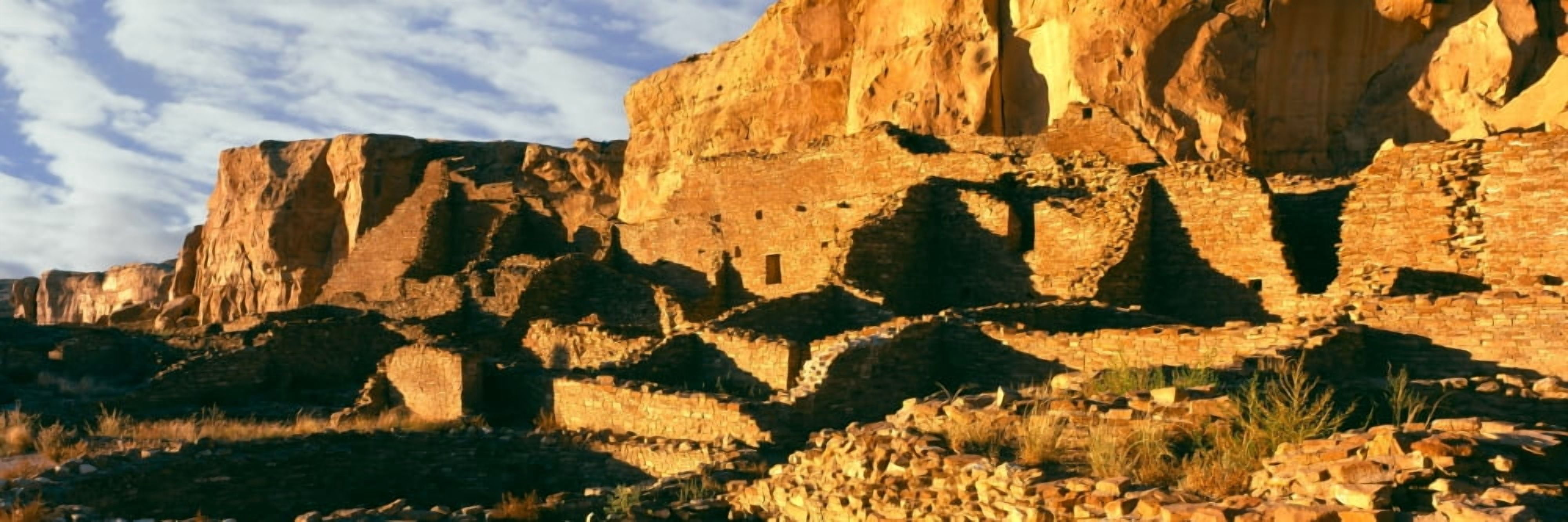Old ruins at archaeological site Chetro Ketl Chaco Culture National Historic Park New Mexico USA Canvas Art - Panoramic Images (6 x 18)