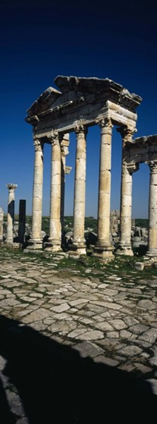 Old ruins of a built structure Entrance Columns Apamea Syria Canvas Art - Panoramic Images (18 x 7)