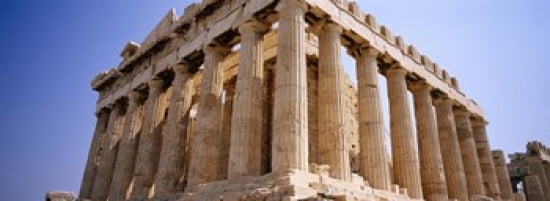 Old ruins of a temple Parthenon Acropolis Athens Greece Canvas Art - Panoramic Images (36 x 13)