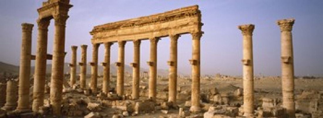 Old ruins on a landscape Palmyra Syria Canvas Art - Panoramic Images (18 x 7)