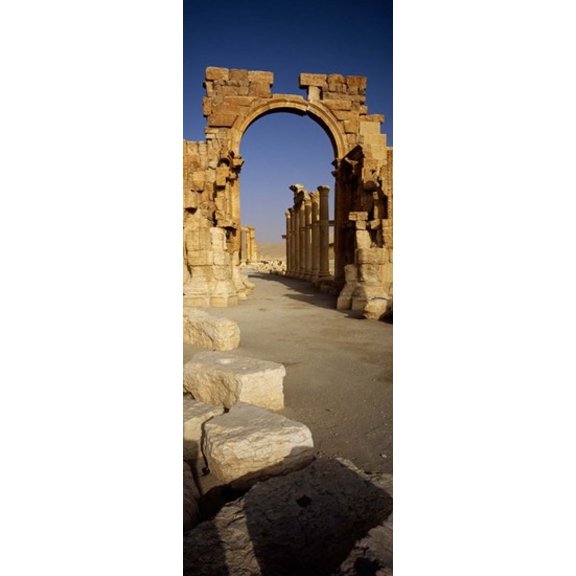 Old ruins on a landscape, Palmyra, Syria Poster Print (18 x 7)