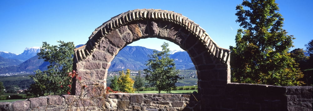 Old stone wall San Paolo Bolzano Italy Canvas Art - Panoramic Images (27 x 9)