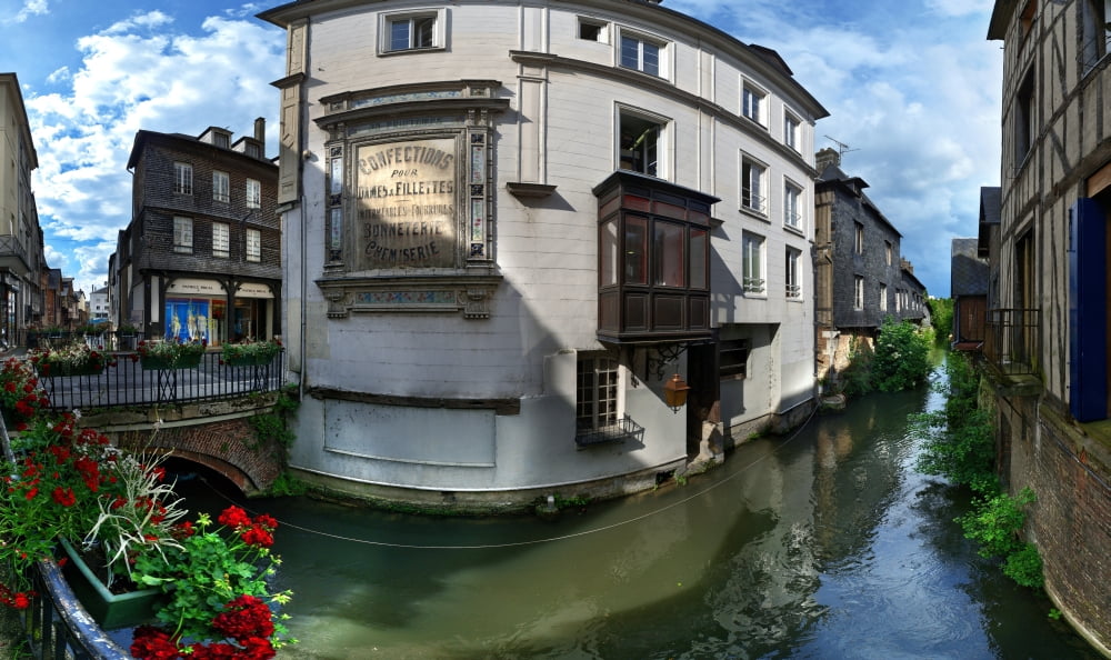 Old town and canal Pont-Audemer Eure Haute-Normandy France Canvas Art - Panoramic Images (20 x 12)