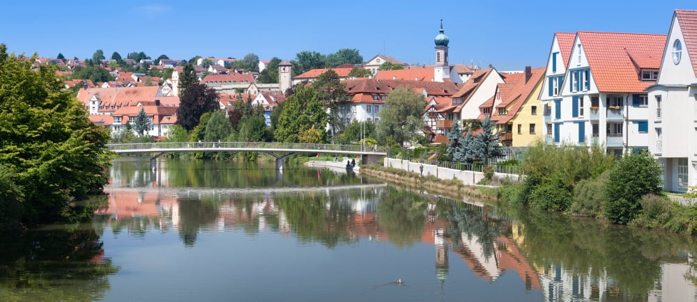 Old town at the Neckar River Rottenburg am Neckar Baden-Wurttemberg Germany Canvas Art - Panoramic Images (36 x 12)