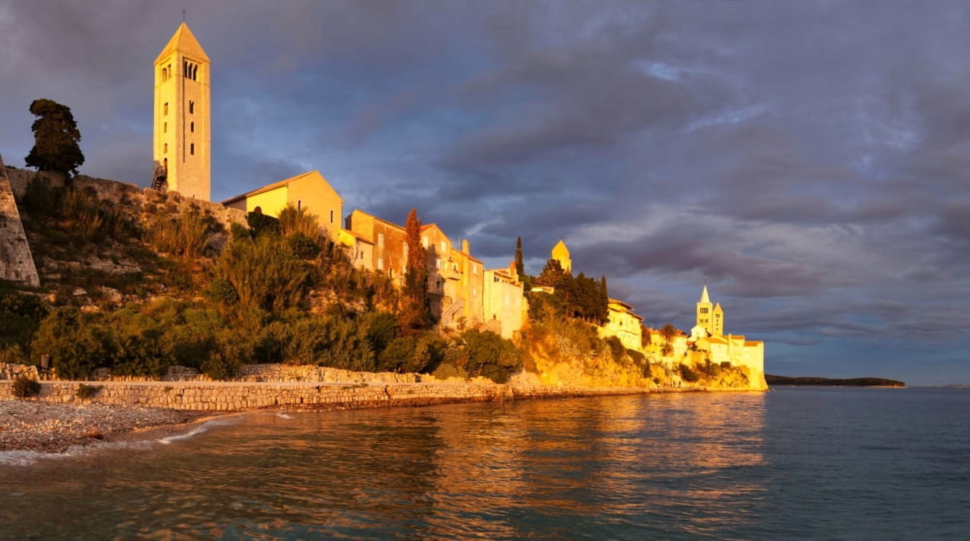 Old town of Rab town at sunset Island of Rab Kvarner Region Dalmatia Croatia Canvas Art - Panoramic Images (27 x 9)
