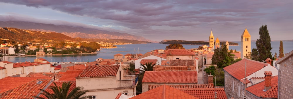 Old town of Rab town at sunset Island of Rab Kvarner Region Dalmatia Croatia Canvas Art - Panoramic Images (36 x 12)