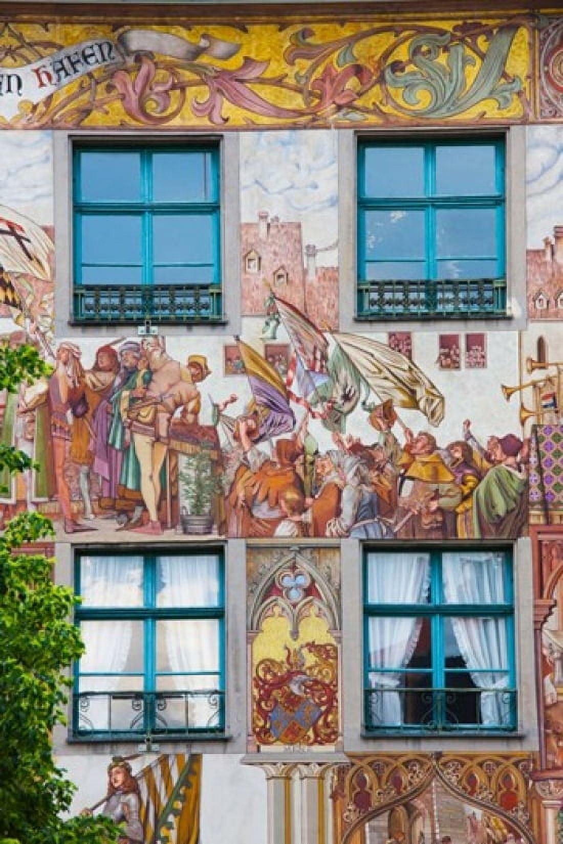 Old town painted building Konstanz Lake Constance Baden-Wurttemberg Germany Canvas Art - Panoramic Images (24 x 36)