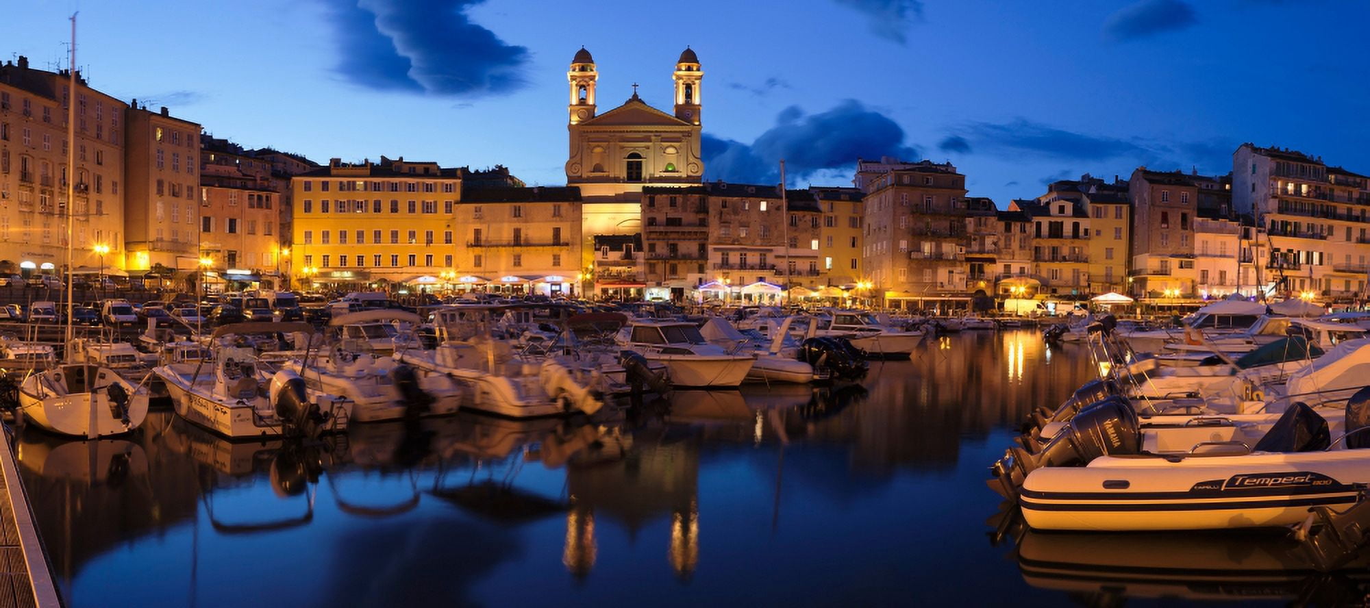 Old town with old harbor and Eglise Saint-Jean-Baptiste de Bastia Bastia Haute-Corse Corsica France Canvas Art - Panoramic Images (27 x 9)