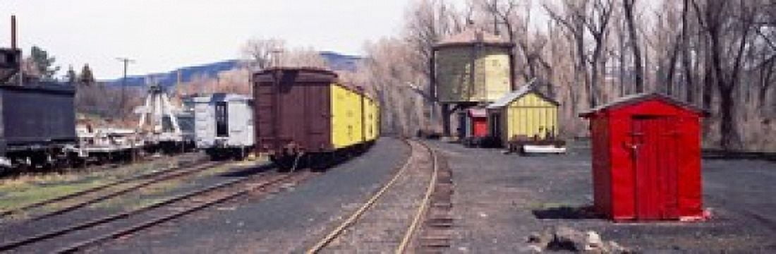 Old train terminal Chama New Mexico USA Canvas Art - Panoramic Images (18 x 6)