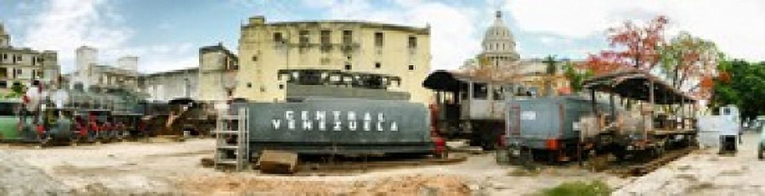 Old trains being Havana Cuba Canvas Art - Panoramic Images (40 x 10)