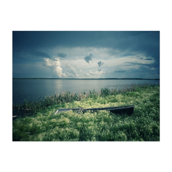 Old wood boat - Feklino Chelyabinsk Oblast Russia Photography Lake Boat Nature Scenic Landscape Water Moody Unframed Wall Art Print 8 x 10 inches
