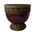 thumbnail image 1 of Old world hand-pressed terracotta glazed hanging pot 3 colors available, Coffee, 1 of 4