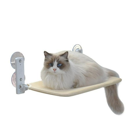 OldPAPA Adjustable Cat Window Perch, Beige, Mounted