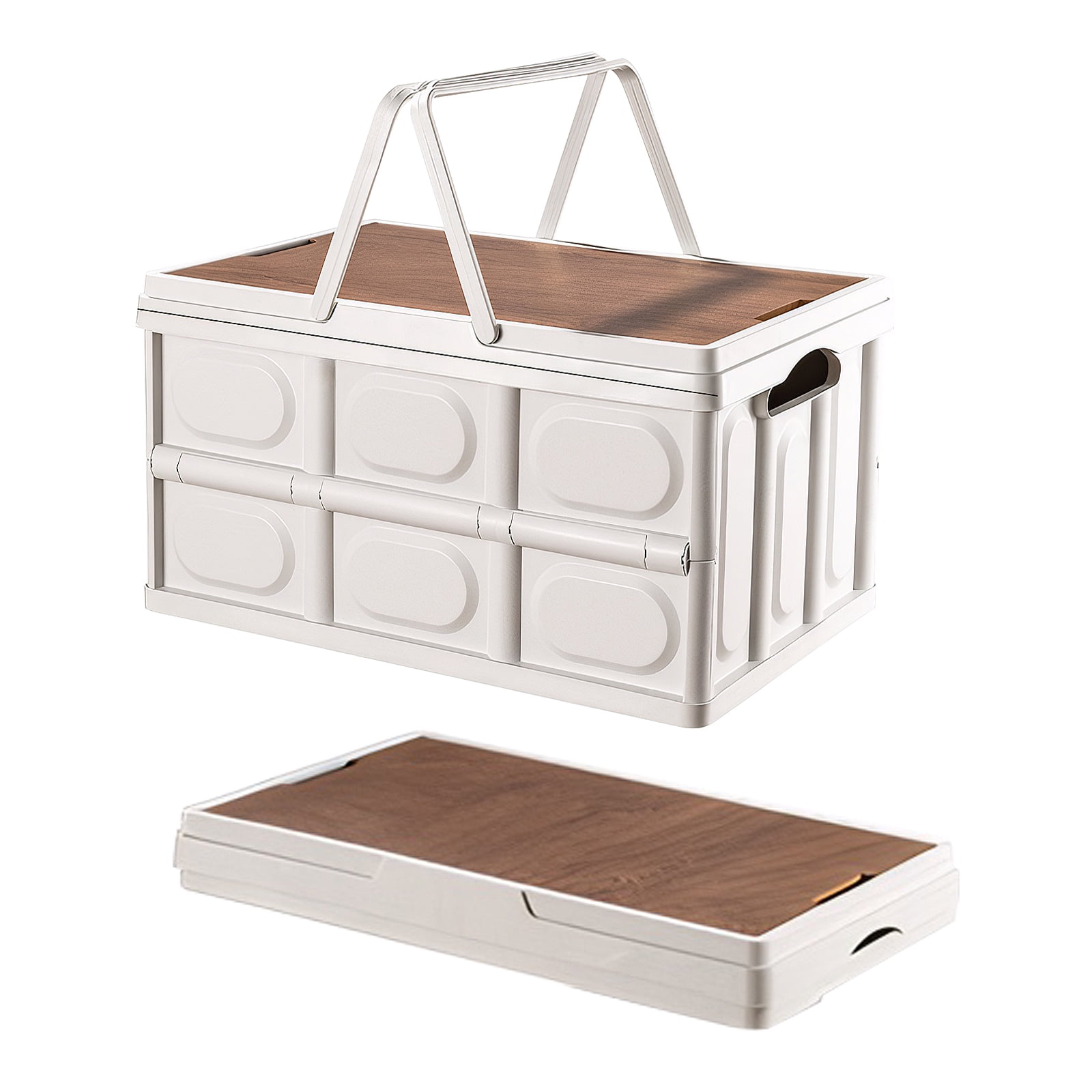 OldPAPA Collapsible Storage Bins with Lid,55L Folding Stackable Storage Containers Toy Clothes Sundries Storage, Large Organizer Box Utility Crates for Bedroom,Living Room,Camping,Picnic,White