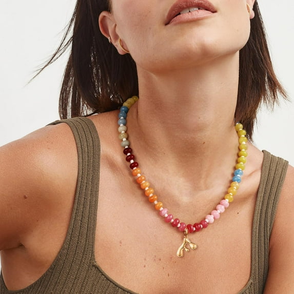 OldPAPA Colorful Beaded Initial Necklaces,Trendy Beaded Choker Necklace for Women,Handmade Letter Necklace Valentines Day Gifts for Women Jewelry