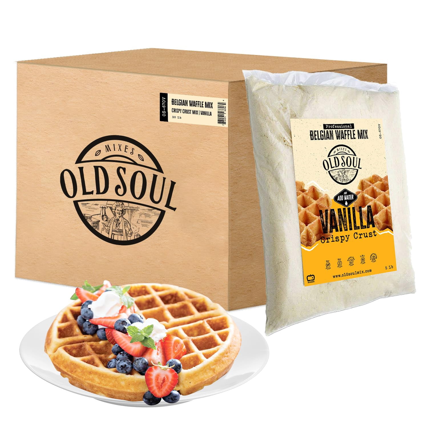 OldSoul Belgian Waffle Mix | Cholate & Vanilla Flavour | 30 lbs | 168 ...