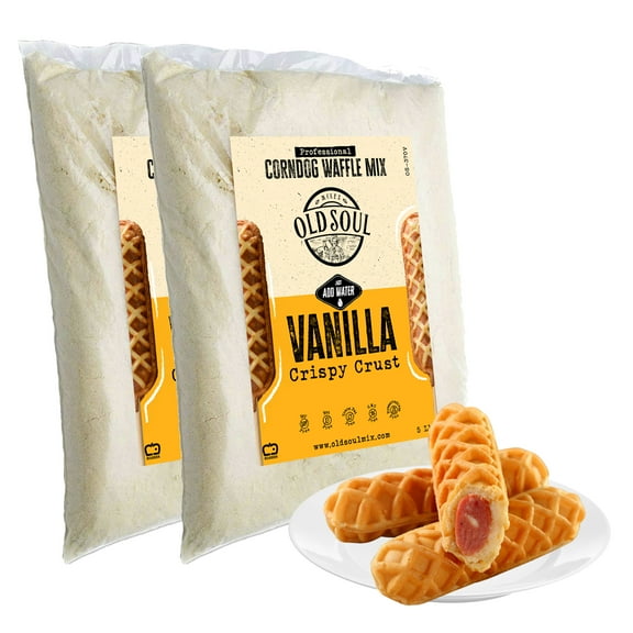 OldSoul Professional Corndog Waffle Mix | Vanilla Flavour | Soy &Nut Free | 10 Lbs | 280 Waffles