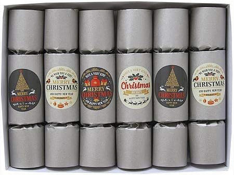 Olde English Crackers Joy Noel Christmas Party Favors – Set Of 6 Luxury Crackers With Gifts Inside