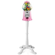 Olde Midway 15 Gumball Machine with Stand and Bank - Pink, Antique-Style Bubble Gum Candy Dispenser