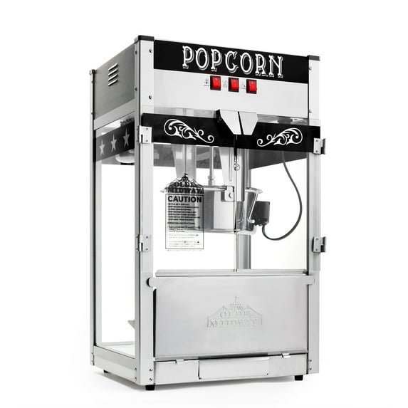 Olde Midway Commercial Popcorn Machine, Bar Style Popper with 12 Ounce Kettle, Black