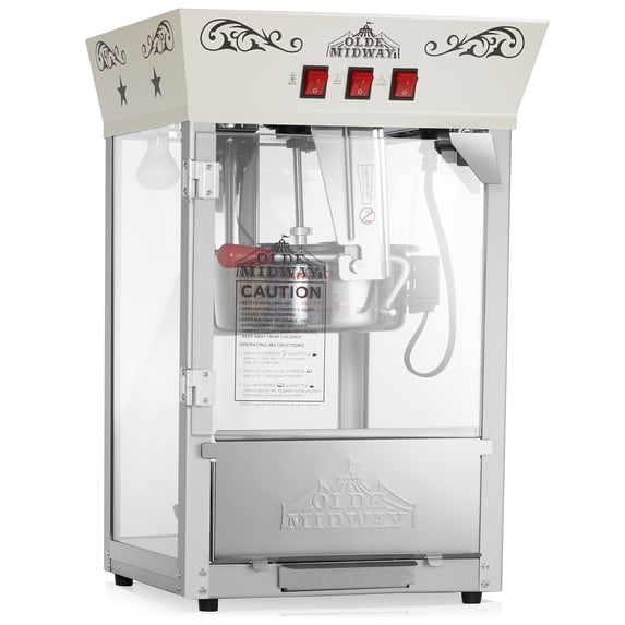 Olde Midway Movie Theater-Style Popcorn Machine with 10 oz Kettle, Cream