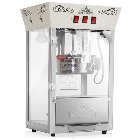 Olde Midway Movie Theater-Style Popcorn Machine with 8 oz Kettle, Cream