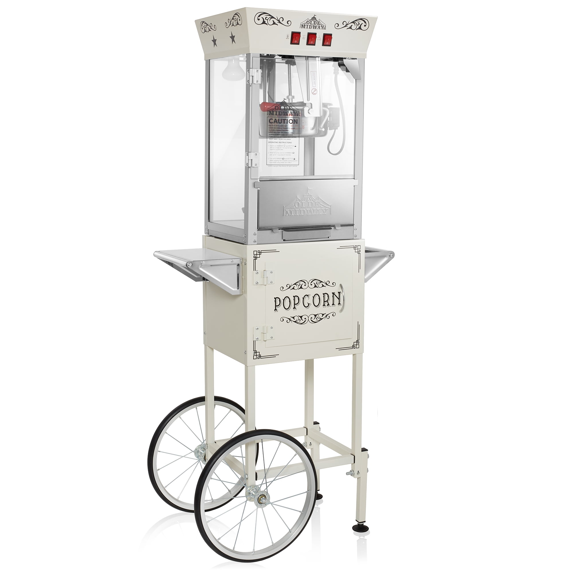 Olde Midway Movie TheaterStyle Popcorn Machine with Cart and 8 oz